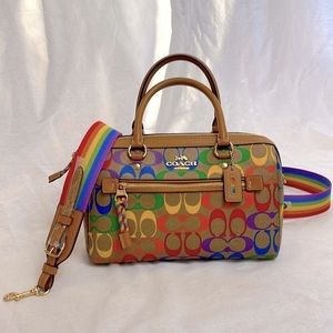Coach Rainbow Rowan Satchel- very rare Limited Edition with the rainbow pulls
